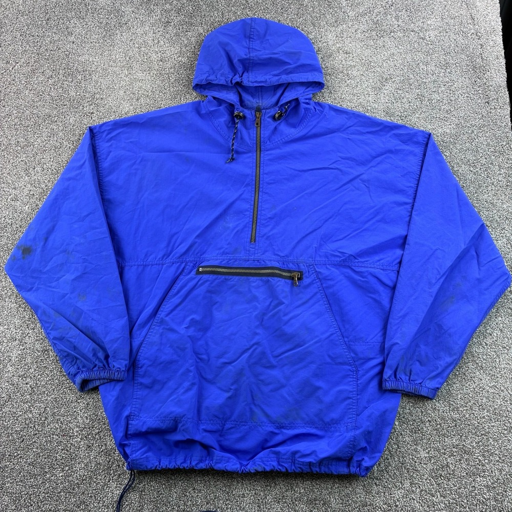 Vintage Woolrich Anorak Windbreaker Jacket Mens Large Blue Nylon Pullover